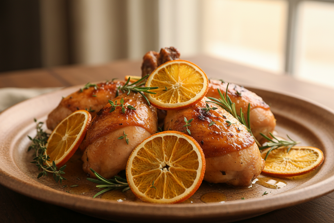 Roasted Chicken with Citrus and Dehydrated Orange